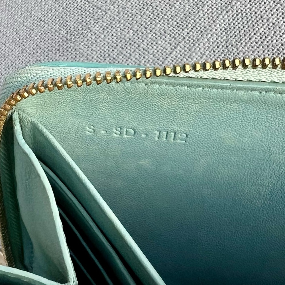Celine Bi-color Large Zipped Leather Wallet Tiffany blue and Black - Picture 10 of 10